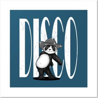 Dancing Panda Sparkling Glittery Disco Cowboy Hat Las Vegas Posters and Art